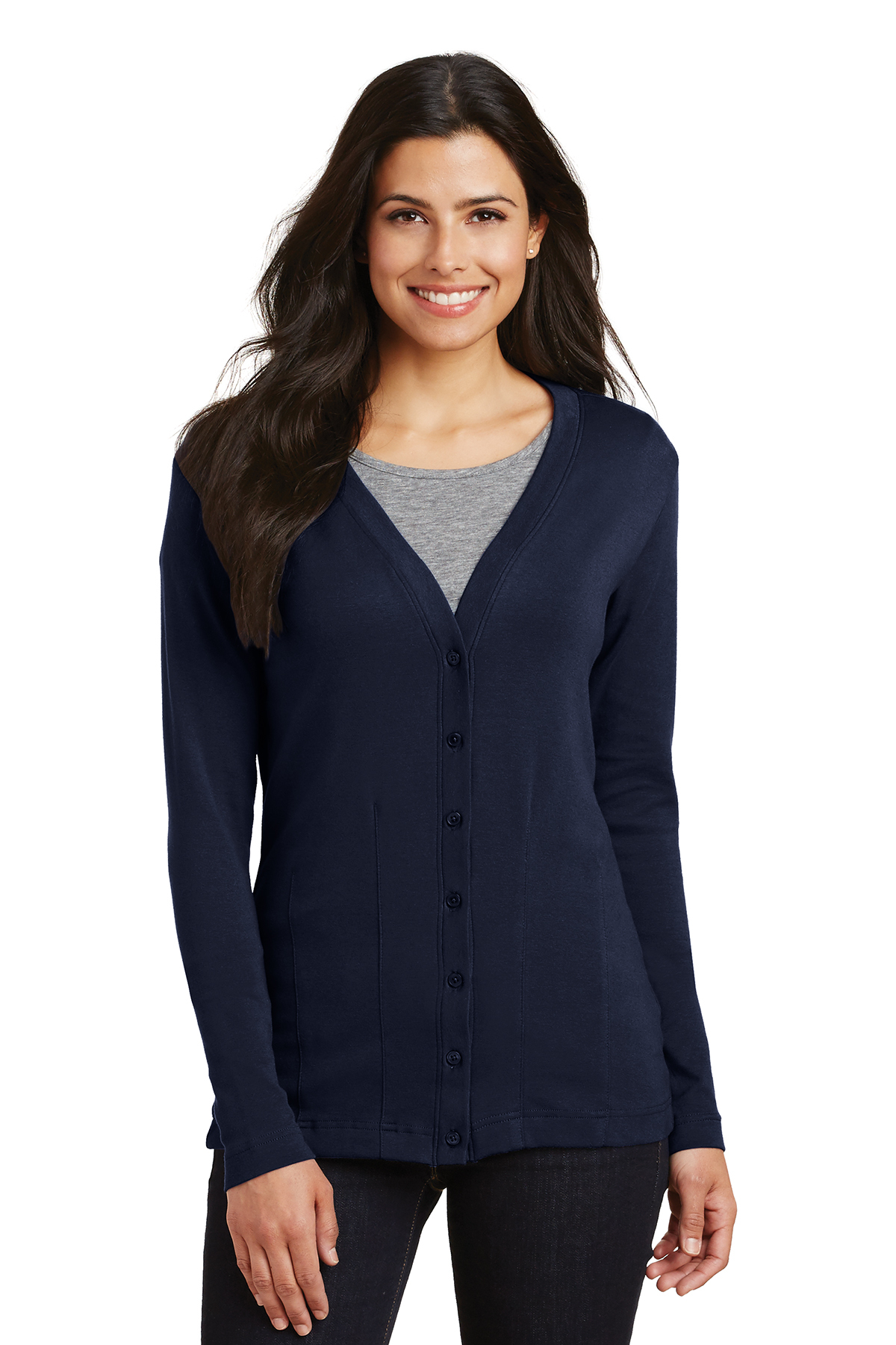 Navy cotton cardigan ladies hot sale
